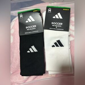Unisex Size M Black White Adidas Soccer Metro Socks New two pairs for 16 dollars